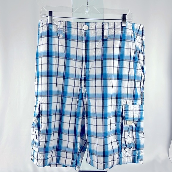 Urban Pipeline Men’s Lightweight Cargo Shorts Blue White and Black Size 38 - Picture 2 of 9